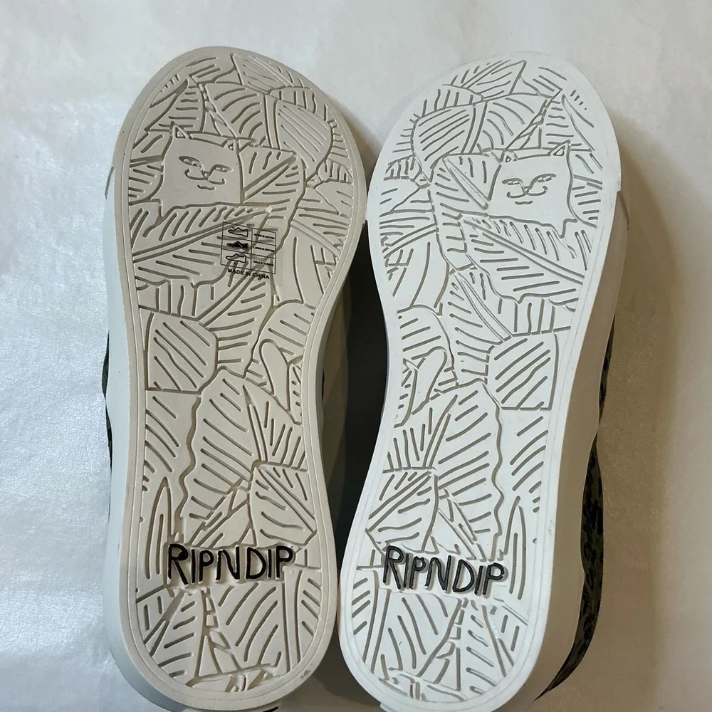 RipNDip Leopard Print Slip-On Sneakers Black and Green Size 8